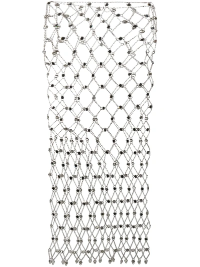 Rabanne Embellished Midi Skirt In Silver