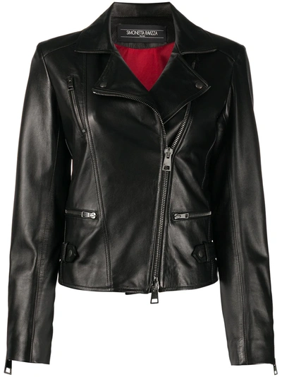 Simonetta Ravizza Slim-fit Biker Jacket In Black