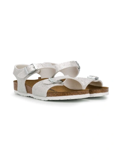 Birkenstock Kids' Glitter Double Strap Sandals In White