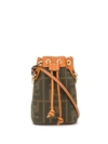 Fendi Mon Tresor Mini Ff Embroidery Bucket Bag In Green