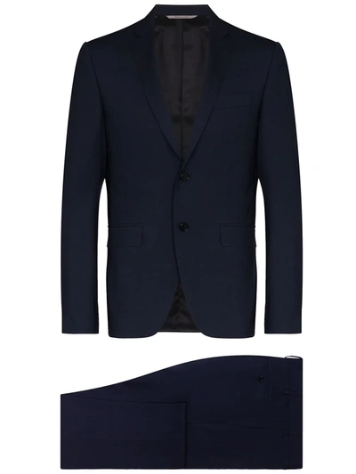 Canali Single-breasted Two-piece Wool Suit In Blue
