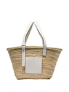 Loewe Medium Leather-trimmed Woven Raffia Tote In White
