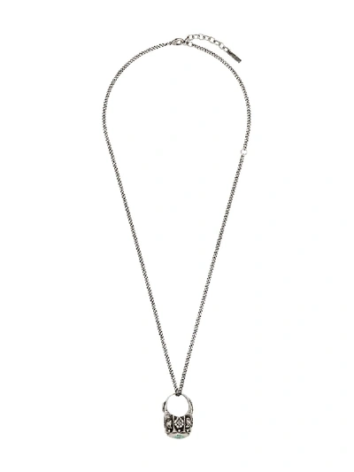 Saint Laurent Ring Pendant Necklace In Multicoloured