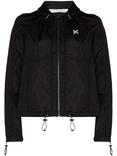 Off-white Hooded Windbreaker Jacket In Black