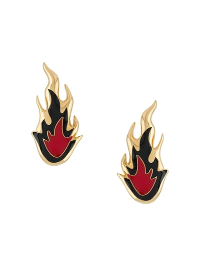 Ambush Gold-plated Flame Stud Earrings