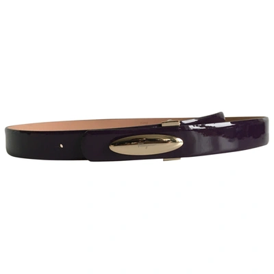 Pre-owned Ferragamo Patent Leather Belt In Purple