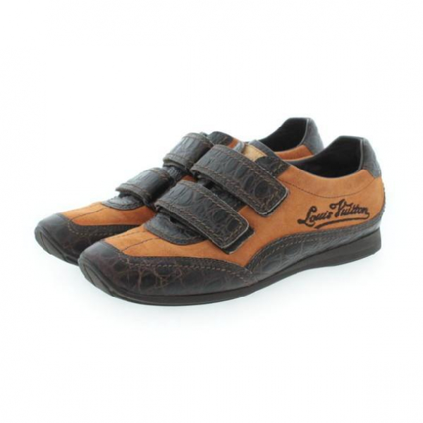Pre-Owned Louis Vuitton Orange Suede Trainers | ModeSens