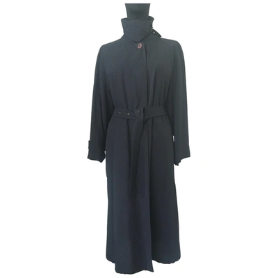 Pre-owned Giorgio Armani Wool Trench Coat In Blue