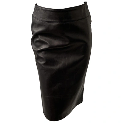 Pre-owned Dolce & Gabbana Leather Mid-length Skirt In Black