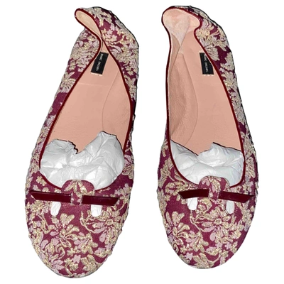 Pre-owned Marc Jacobs Cloth Ballet Flats In Burgundy