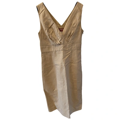 Pre-owned Max Mara Linen Mid-length Dress In Beige