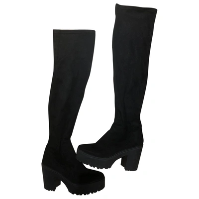 Pre-owned Topshop Tophop  Black Suede Boots