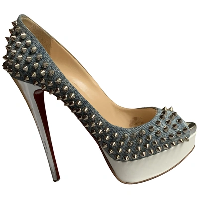 Pre-owned Christian Louboutin Lady Peep Leather Heels In Blue