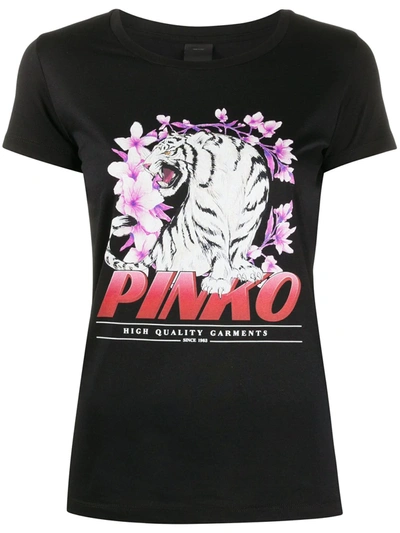 Pinko T-shirt Mit Grafischem Print In Black
