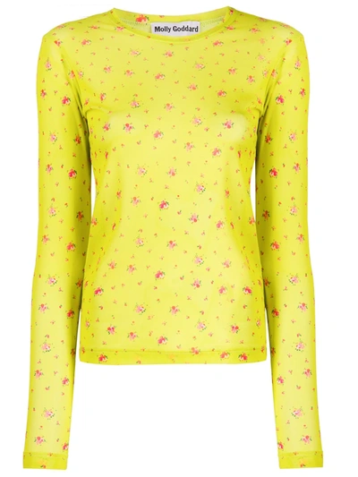 Molly Goddard Floral Mesh T-shirt In Yellow