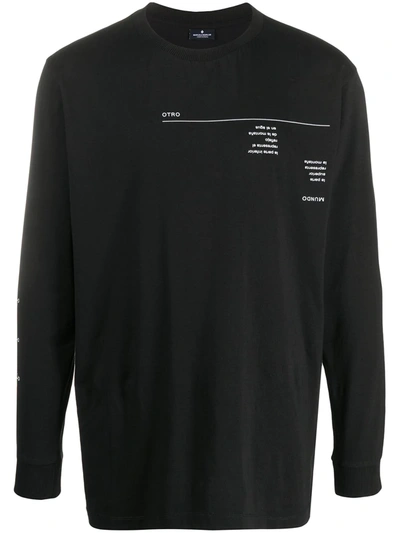 Marcelo Burlon County Of Milan Reverse-print Long Sleeved T-shirt In Black