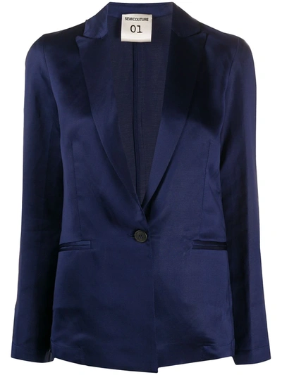 Semicouture Single-breasted Fitted Blazer In Blue