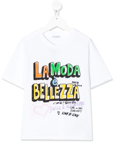 Dolce & Gabbana Kids' Logo Print T-shirt In White