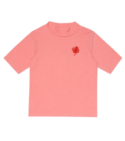 Mini Rodini Kids' Clover Embroidered T-shirt In Pink