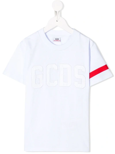 Gcds Teen Embroidered Logo T-shirt In White
