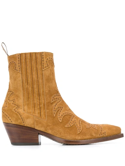 Sartore Studded Western Boots In Neutrals