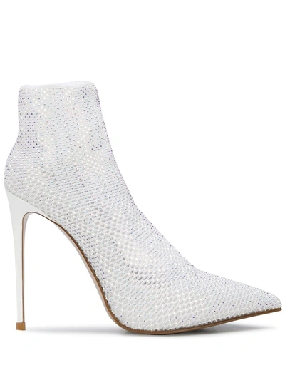 Le Silla Gilda 100mm Crystal-embellished Sock Pumps In White