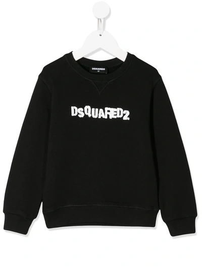 Dsquared2 Teen Stamped Logo Print Sweatshirt In Black