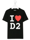 Dsquared2 Teen Heart Logo Print T-shirt In Black
