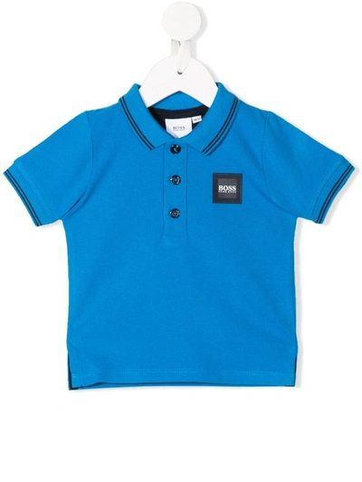 Hugo Boss Babies' Logo Patch Polo Shirt In Blue