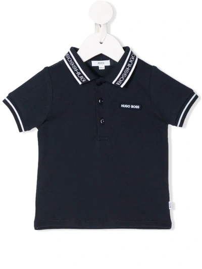 Hugo Boss Babies' Logo Patch Polo Shirt In Blue