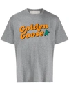 Golden Goose Logo Print Crew Neck T-shirt In Grey