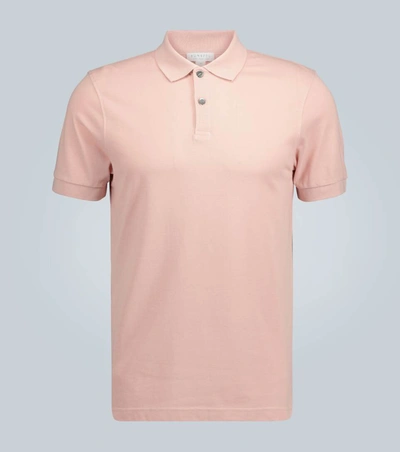 Sunspel Piqué Cotton Polo Shirt In Pink