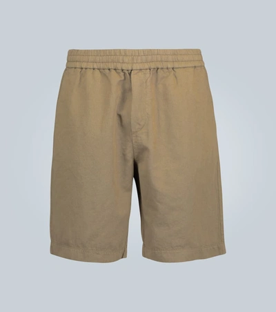 Sunspel Drawstring Cotton-linen Shorts In Brown