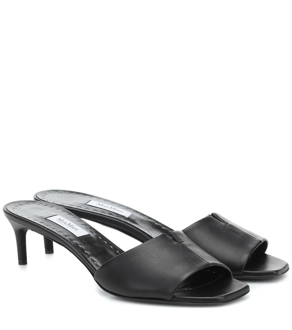Max Mara Marion Leather Sandals In Black | ModeSens