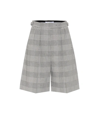 Max Mara Limone Checked Cotton Shorts In Grey