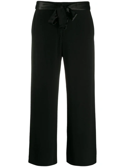 Pinko Tie-waist Cropped Trousers In Black