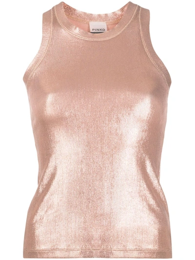 Pinko Metallic Racerback Style Vest Top In Neutrals