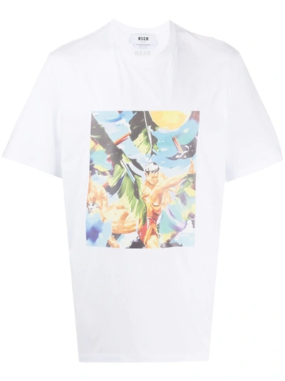 Msgm Graphic-print Boxy T-shirt In White