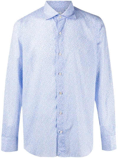 Finamore 1925 Napoli Geometric Long-sleeve Shirt In Blue