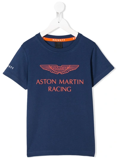 Hackett Kids' X Aston Martin Logo Print T-shirt In Pink