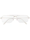 Cartier Double-bridge Pilot-frame Glasses In Metallic