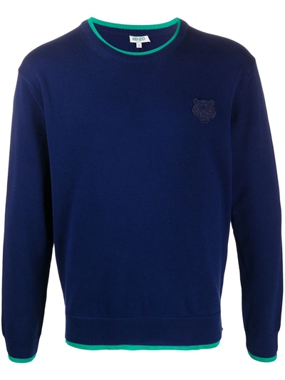 Kenzo Embroidered Tiger Jumper In Blue