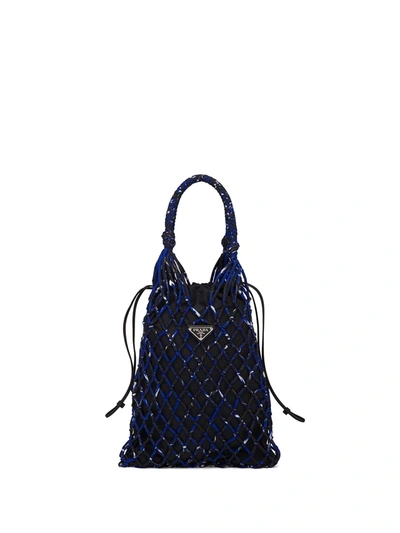 Prada Printed Nylon Mesh Bag In Black