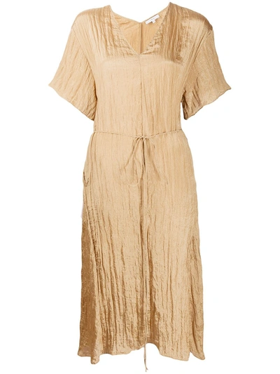 Vince Creased Effect Dress In Gold
