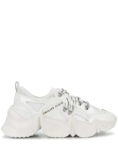 Philipp Plein Skull-charm Platform Trainers In White