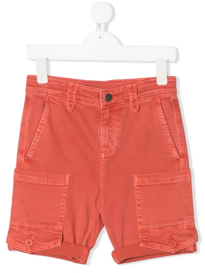 Stella Mccartney Kids' Denim Cargo Shorts In Red