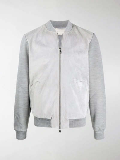 Brett Johnson Contrast Texture Side Pocket Bomber Jacket In Grey