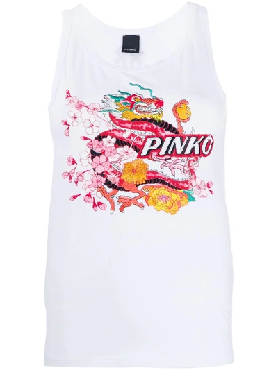 Pinko Embroidered Vest Top In White
