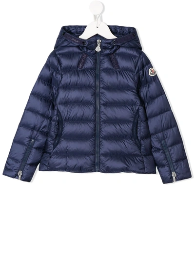 Moncler Kids' Padded Zipped Jacket In Blue