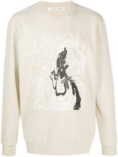 Alyx Abstract-print Perforated Sweatshirt In Neutrals
